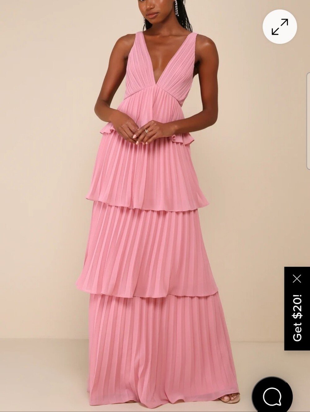 Lulu's Mesmerizing Essence Pink Pleated Backless Tiered Maxi Dress